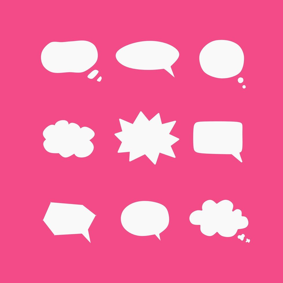 pink chat bubble icon set vector