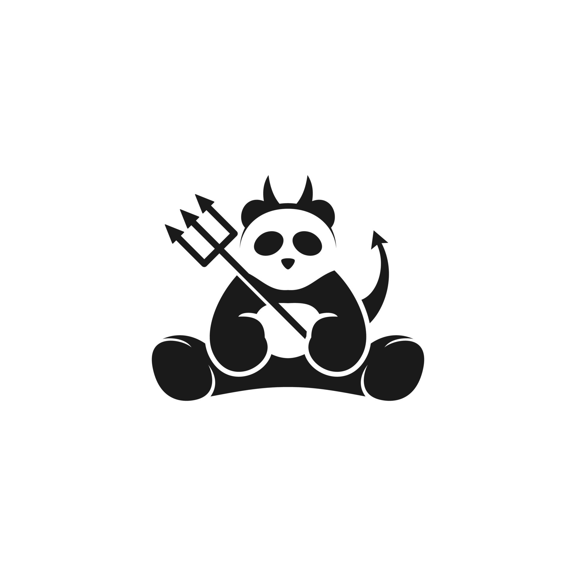 cute devil panda silhouette sit 19535014 Vector Art at Vecteezy