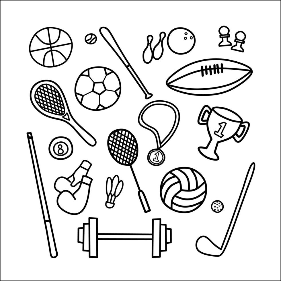 sport line art icon set vector