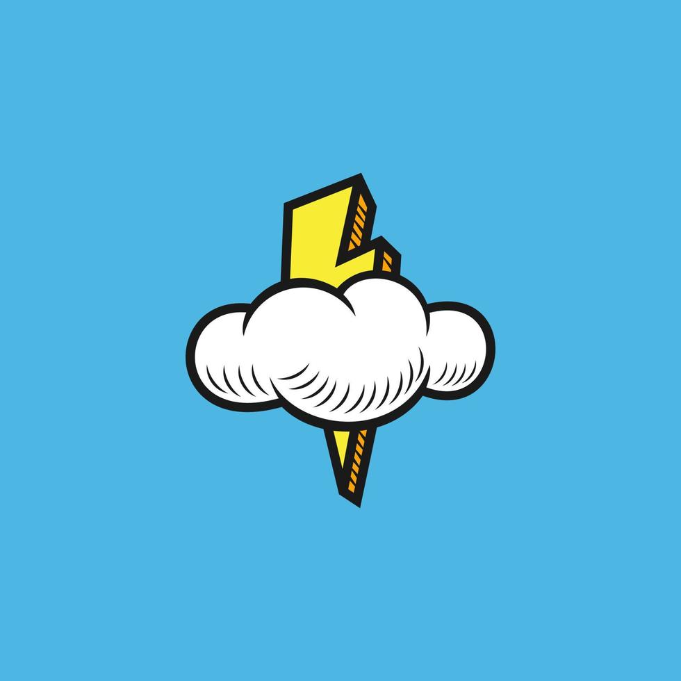cloud and lightning vintage hand drawn vector