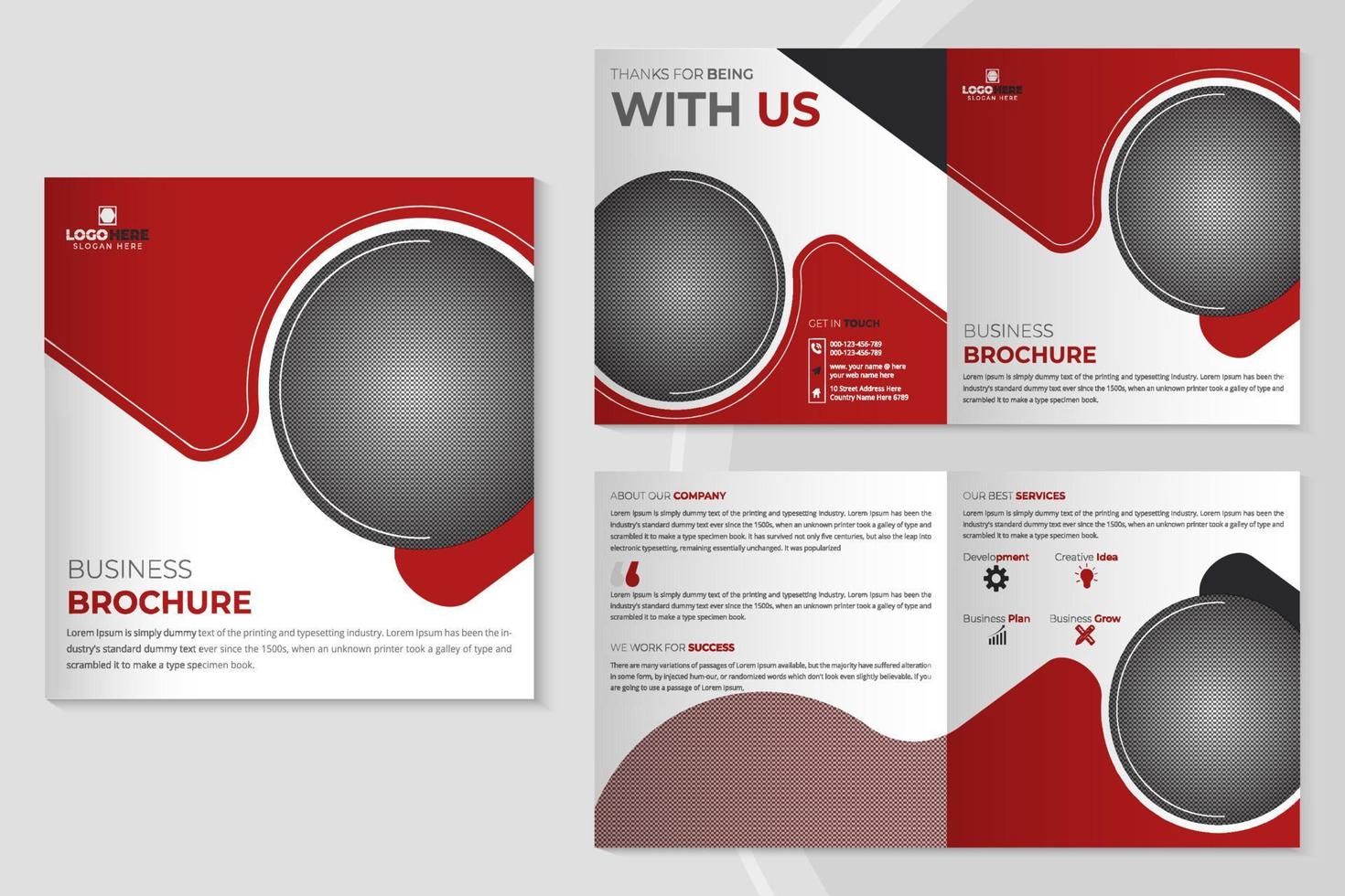 Corporate company square bifold brochure and business magazine template vector