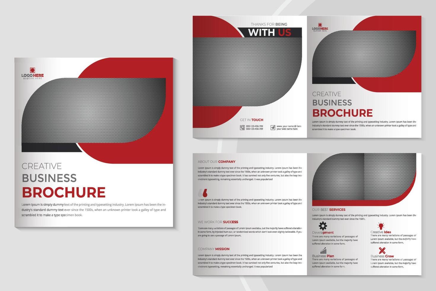 Corporate company square bifold brochure and business magazine template vector