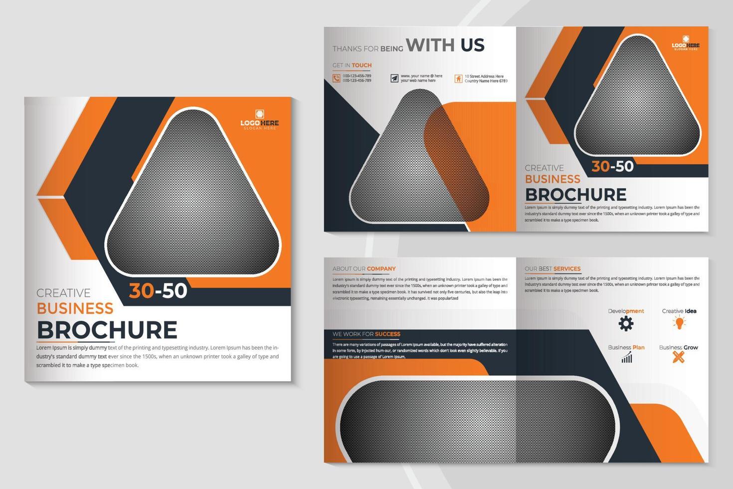 Corporate company square bifold brochure and business magazine template vector