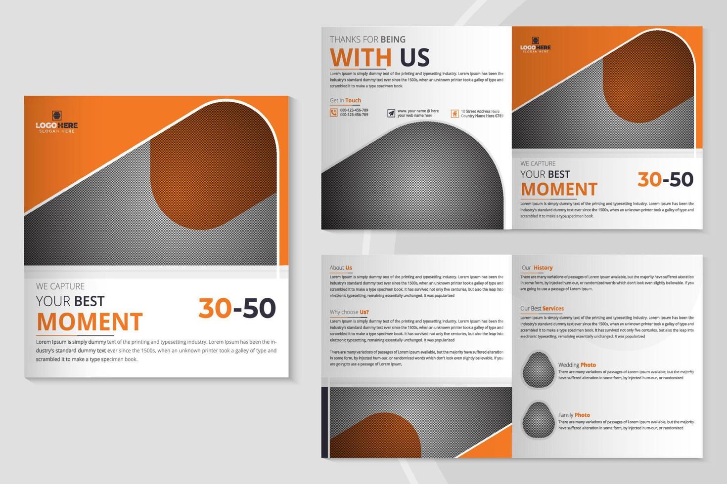 modern Photography square bifold brochure and Company Profile vector