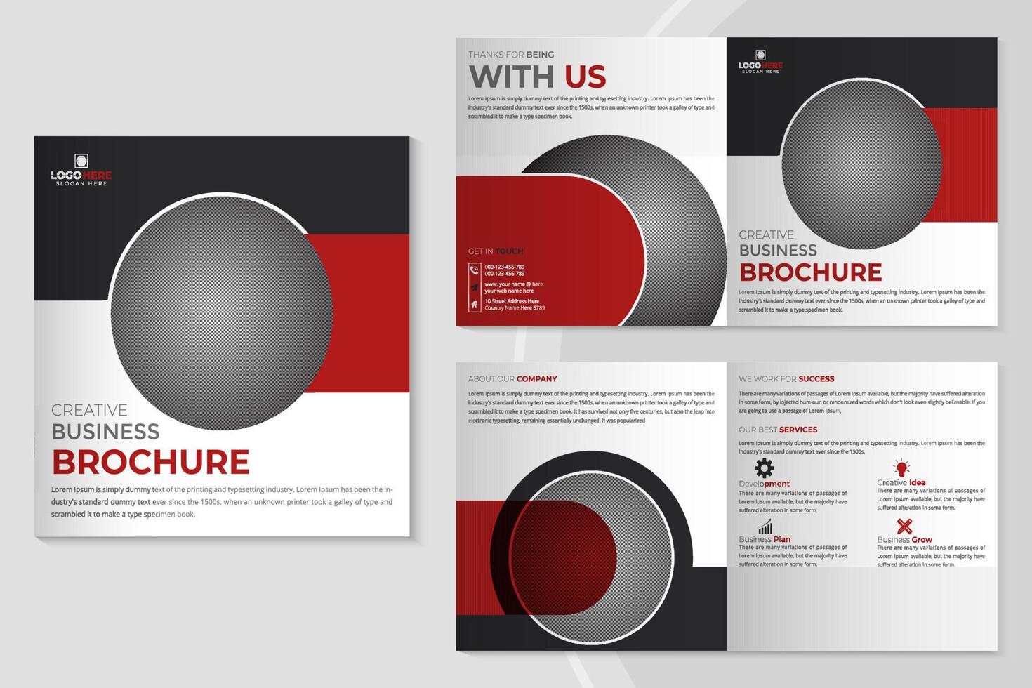 Corporate company square bifold brochure and business magazine template vector