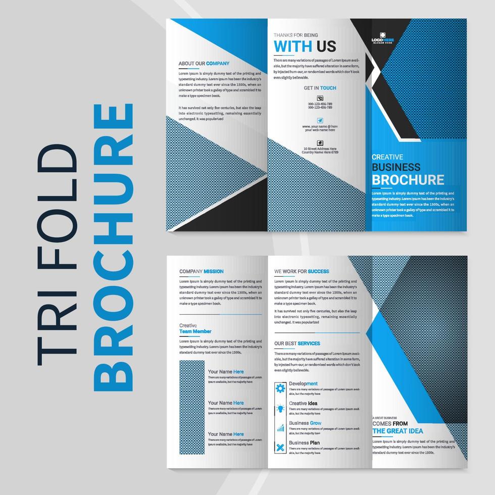 Corporate Business tri-fold brochure or Professional Company Profile Template  Design vector