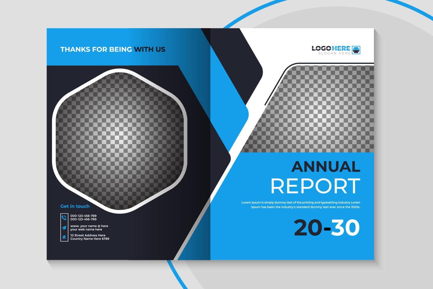 Company profile front and back pages annual report brochure cover template vector
