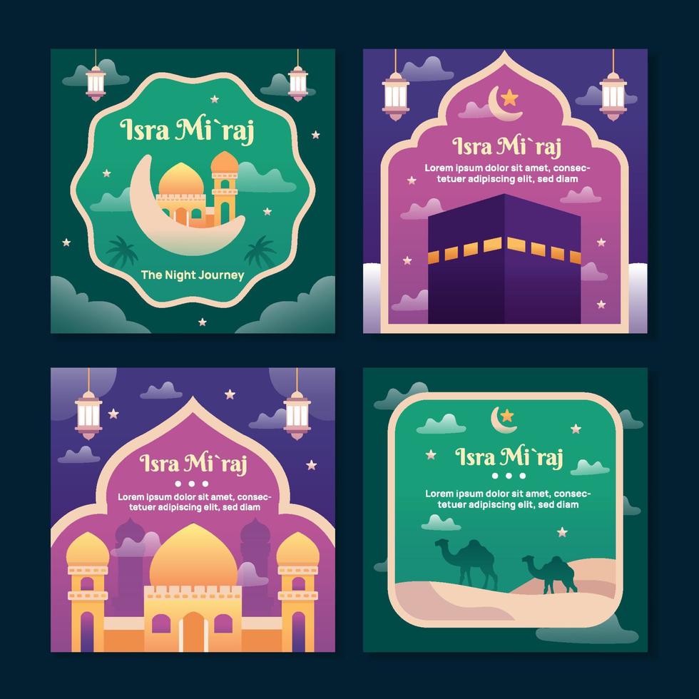 Isra Miraj Greeting Social Media Template vector