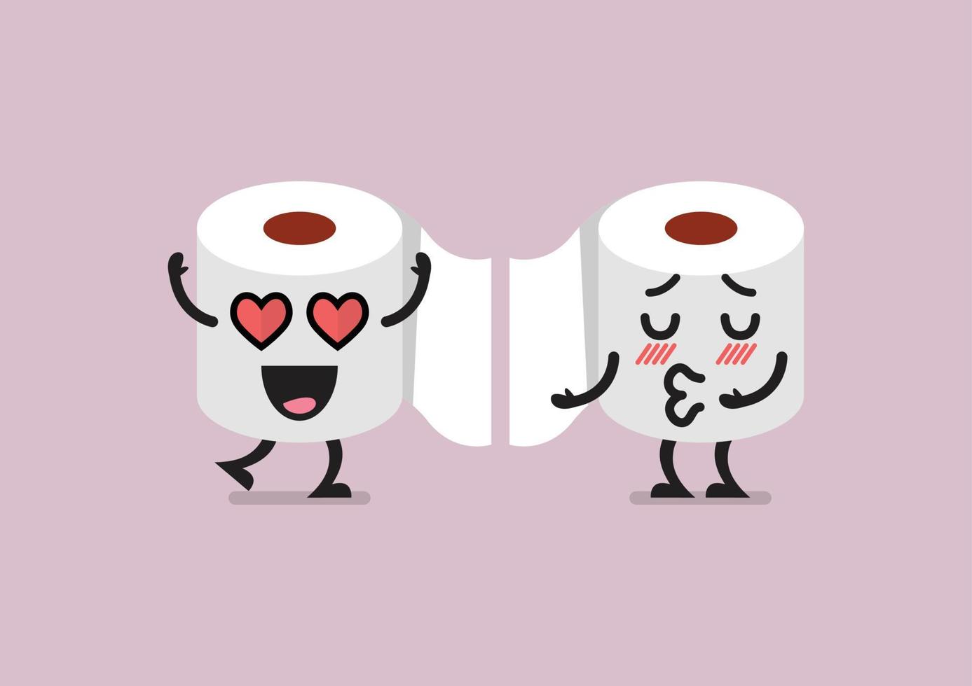Couple tissue paper characters are kissing vector