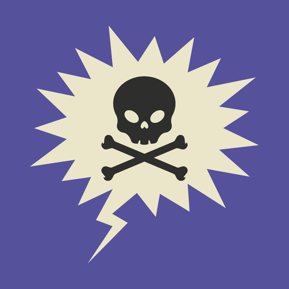 Crossbones and skull symbol in speech bubble vector