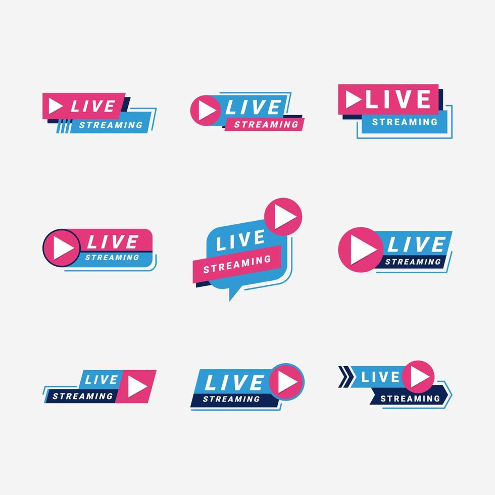 Set of Live Streaming Badge vector