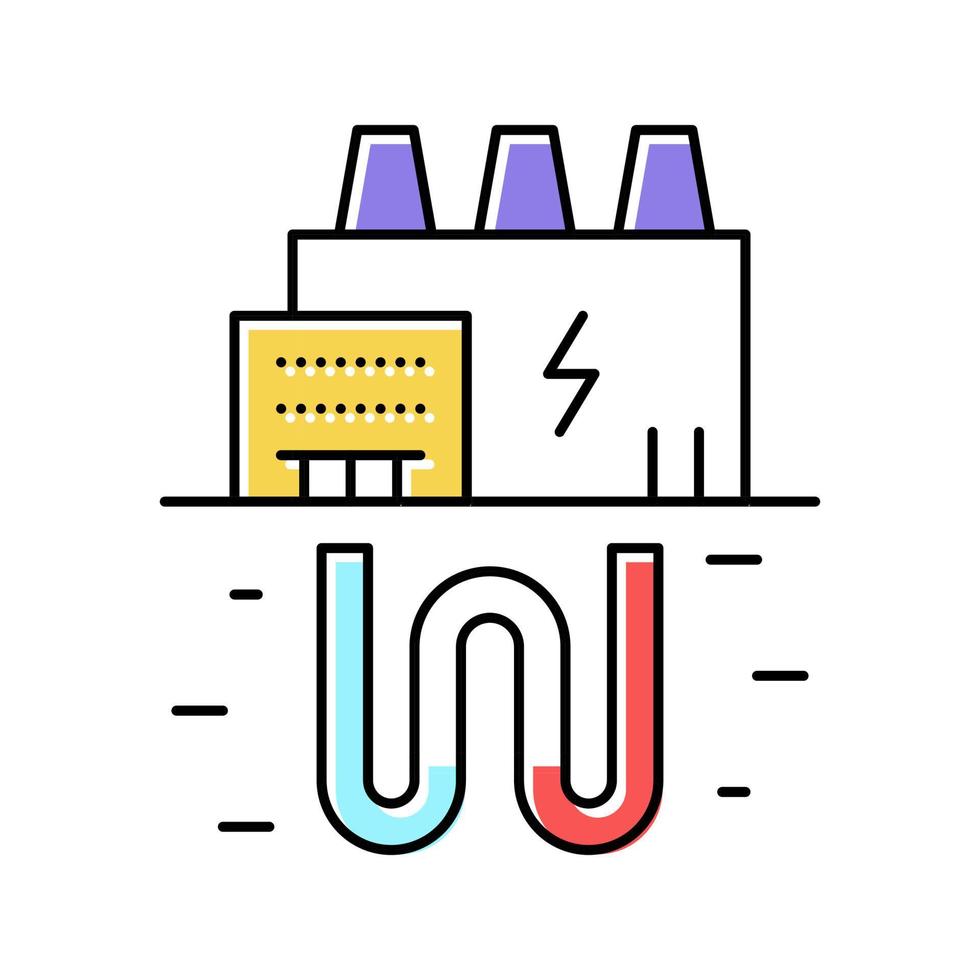 Ilustración de vector de icono de color de planta de energía eléctrica