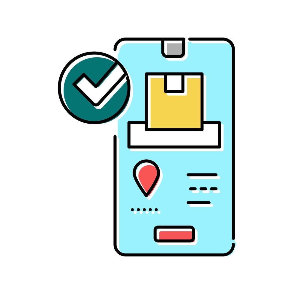 check status phone app color icon vector illustration