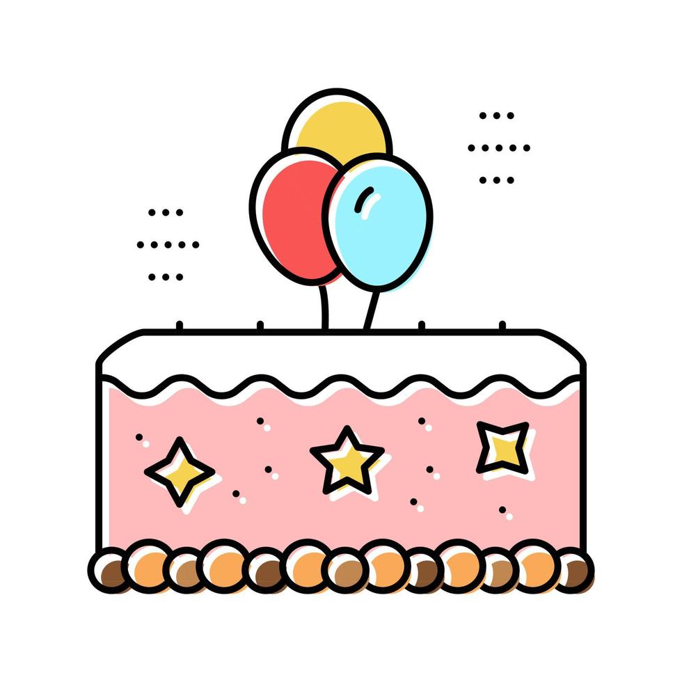 party cake food dessert color icon vector illustration