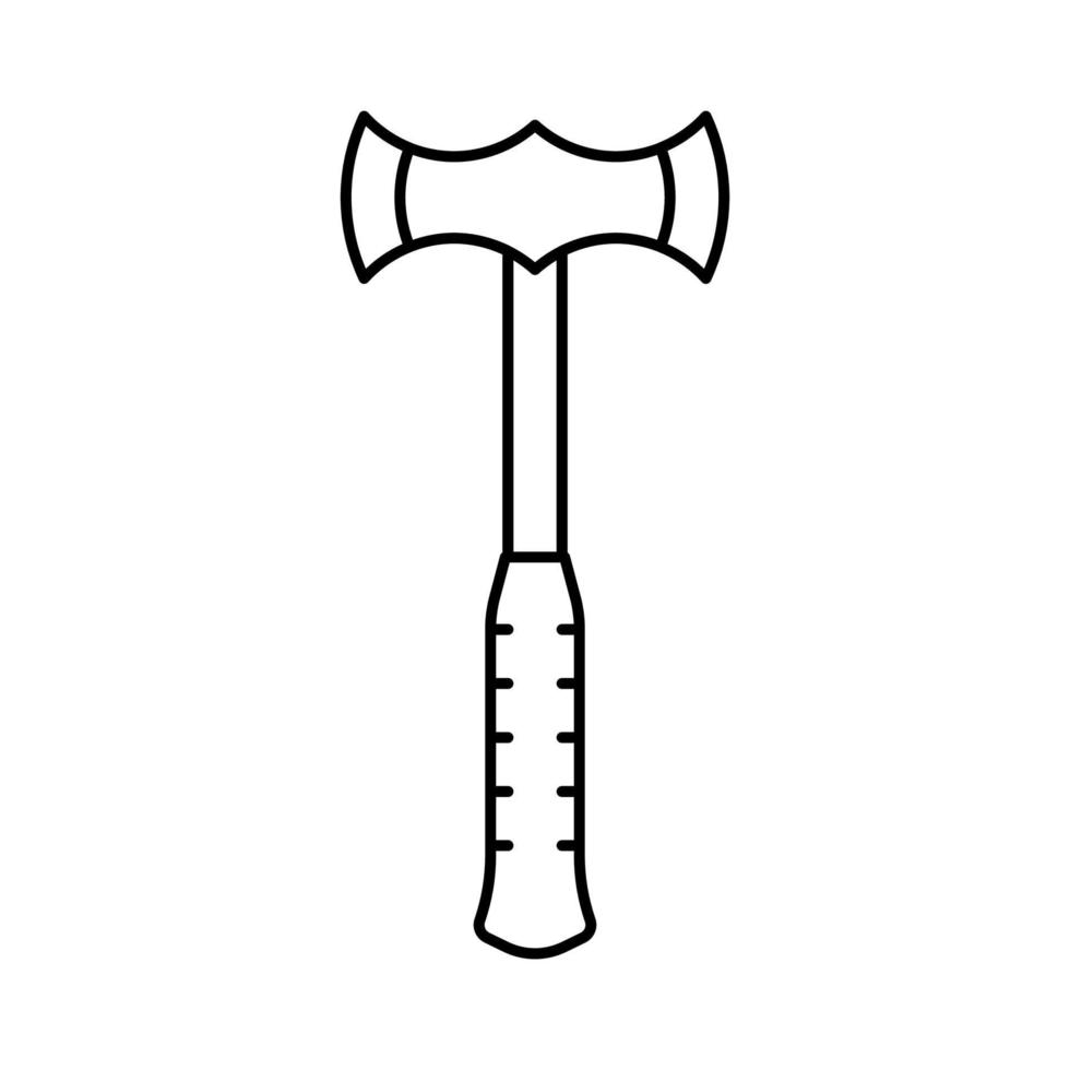 double bit axe weapon line icon vector illustration