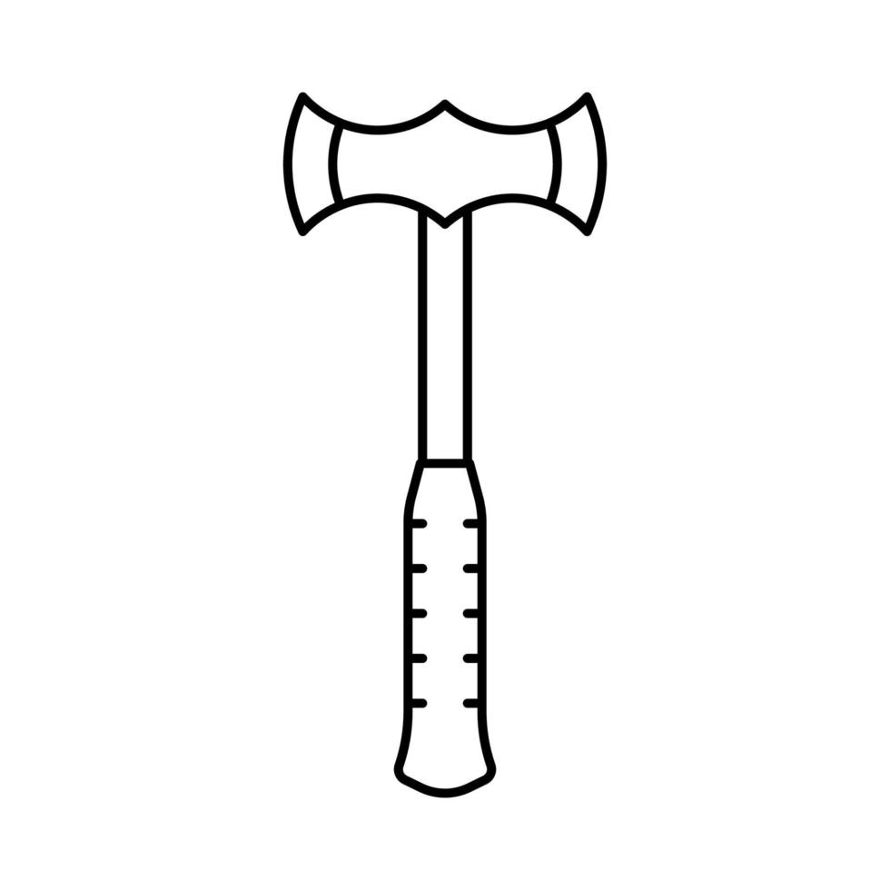 double bit axe weapon line icon vector illustration