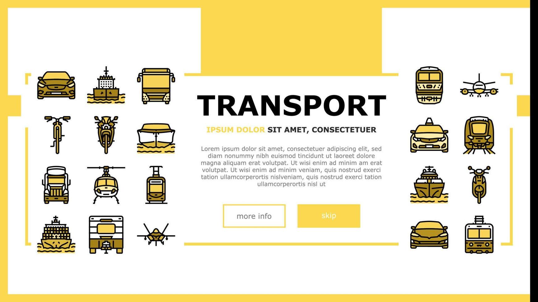 transport truck car vehicle ship landing header vector