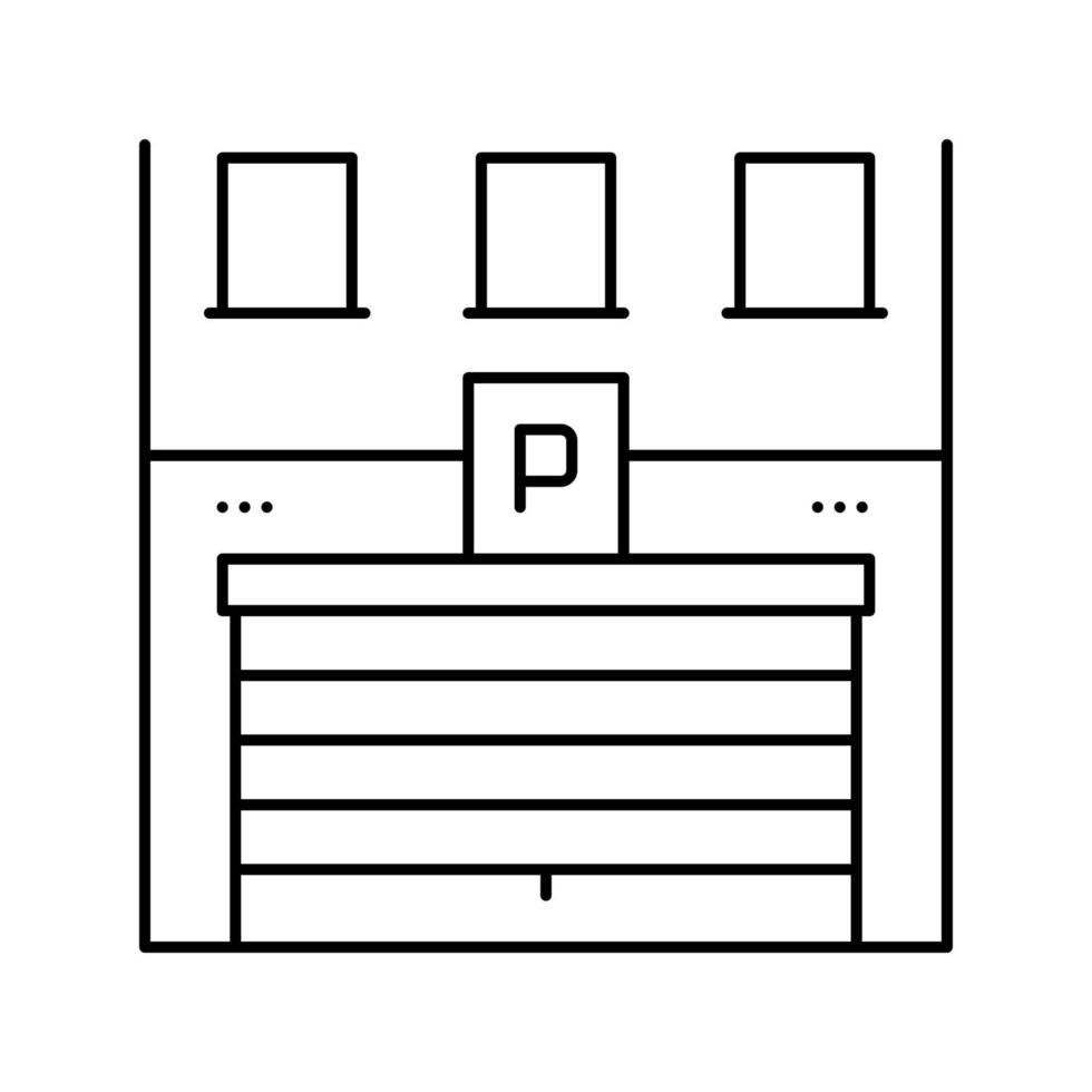 ilustración de vector de icono de línea de estacionamiento de edificio