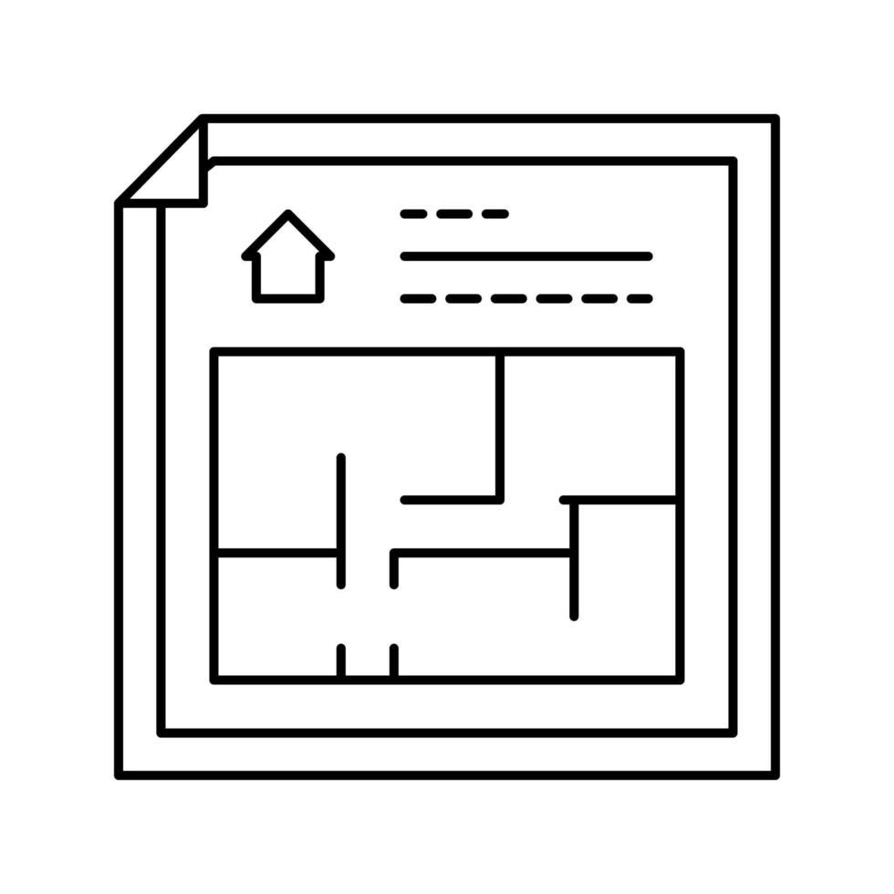 ilustración de vector de icono de línea de planificación de piso