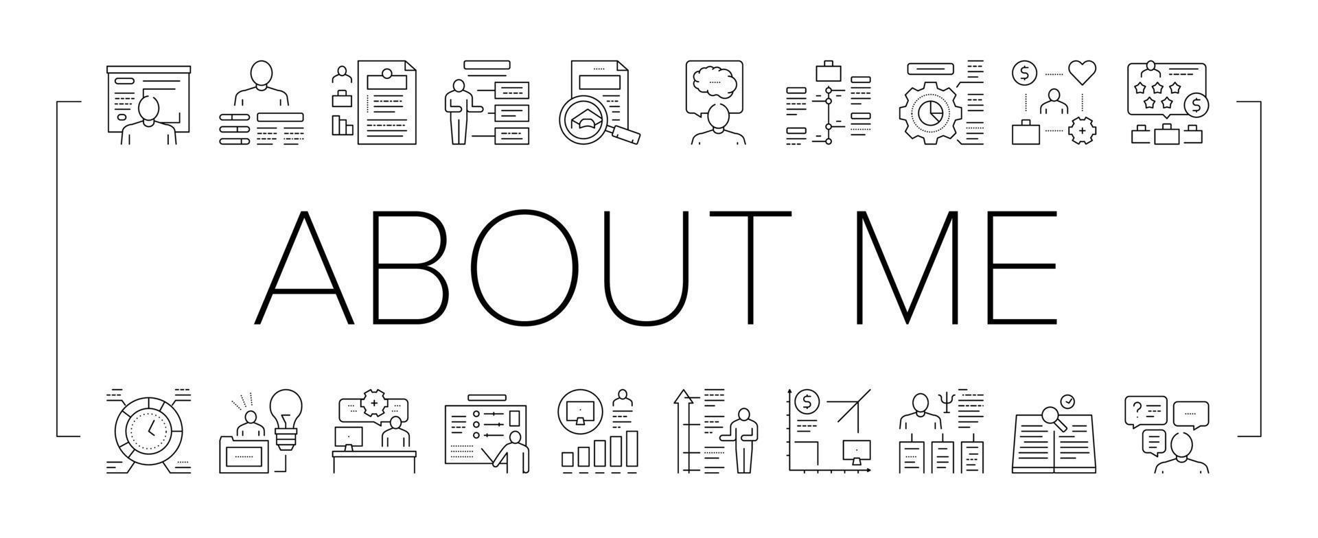 About Me Presentation Collection Icons Set Vector