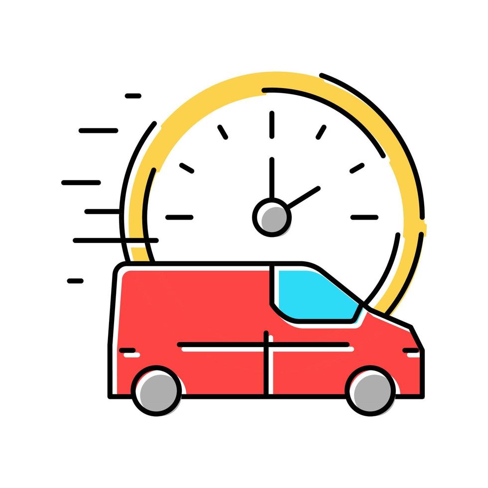 ilustración de vector de icono de color de envío gratuito de vehículo de entrega rápida