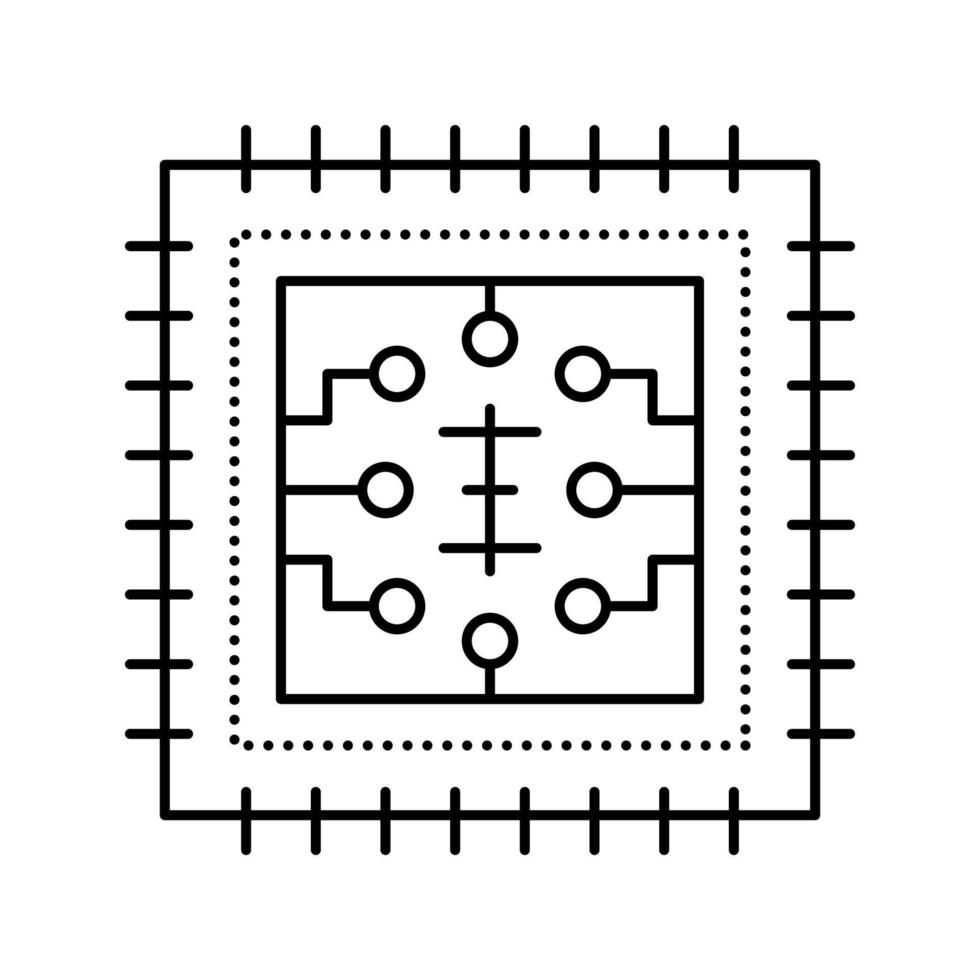 ilustración de vector de icono de línea de microchip