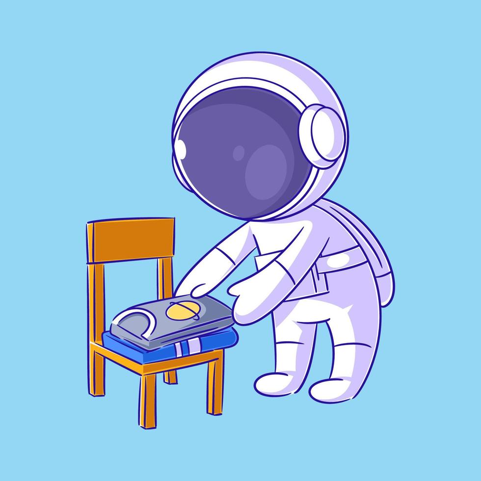 The astronaut is adjusting his clothes on the chair vector