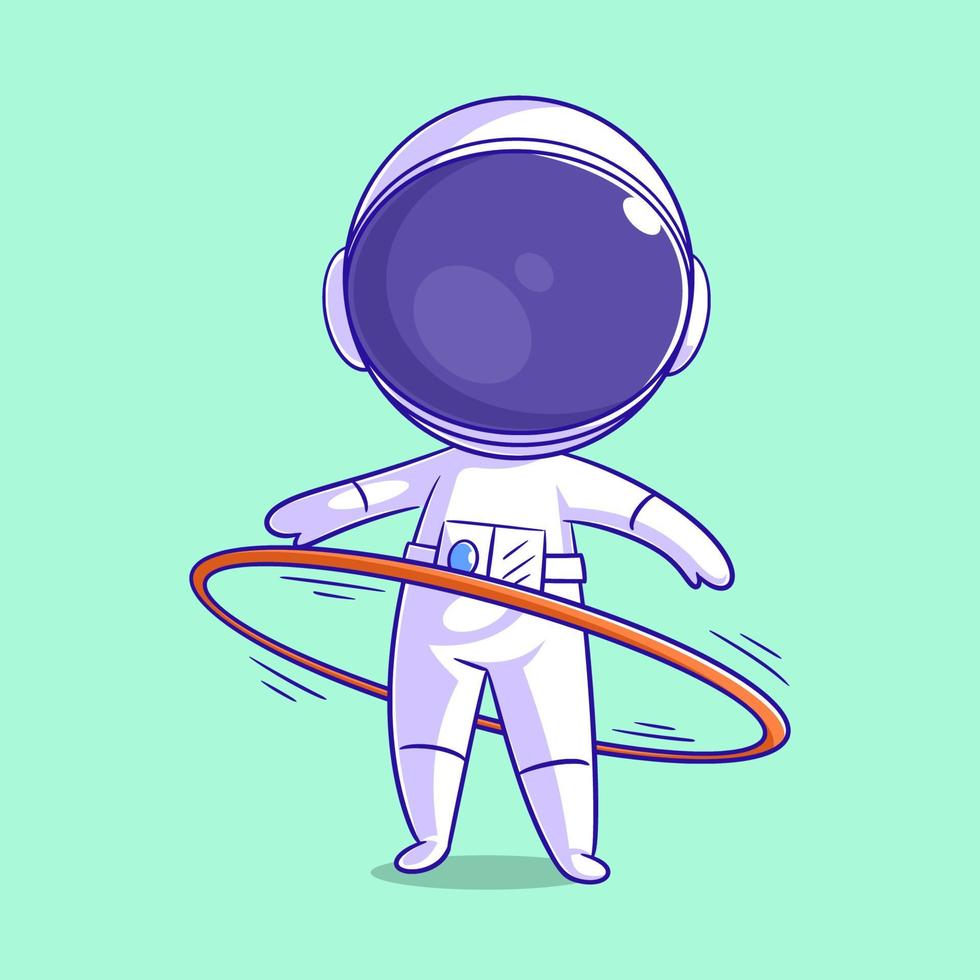 Astronaut is playing hula hoop so great vector