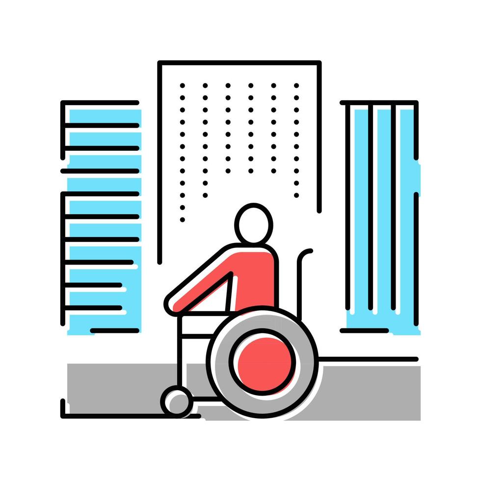 disabled riding wheelchair in city color icon vector illustration