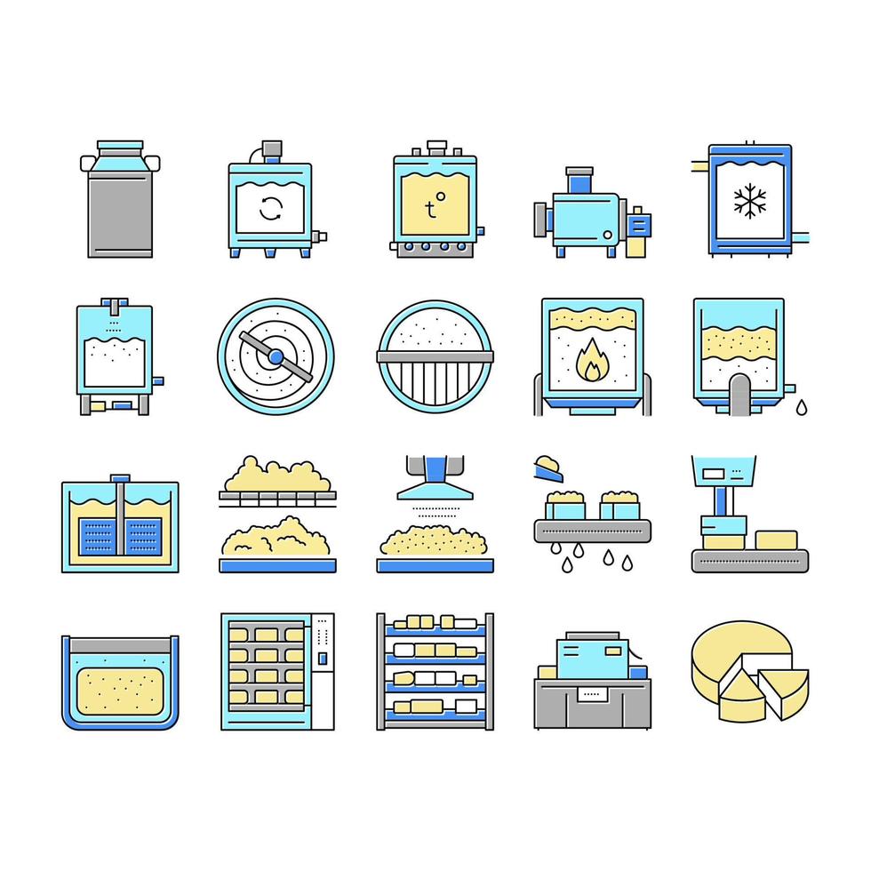 Cheese Production Collection Icons Set Vector