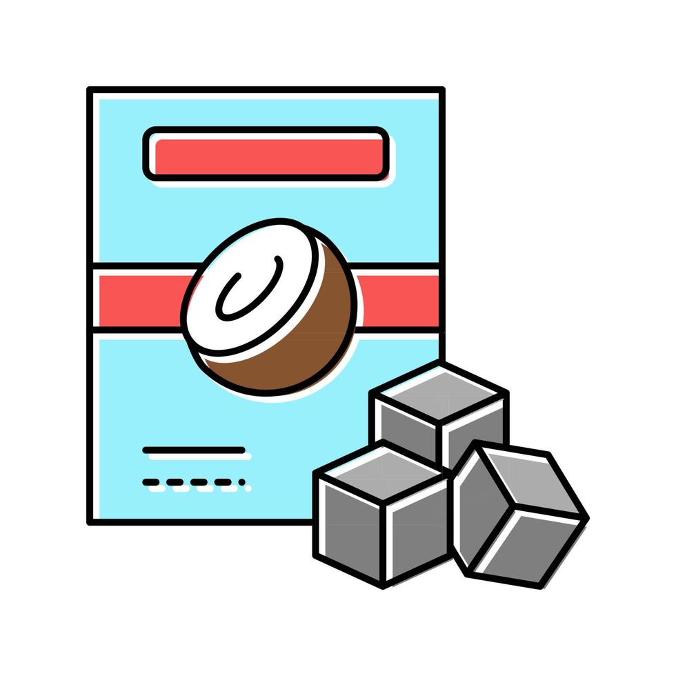 charcoal cubes coconut color icon vector illustration