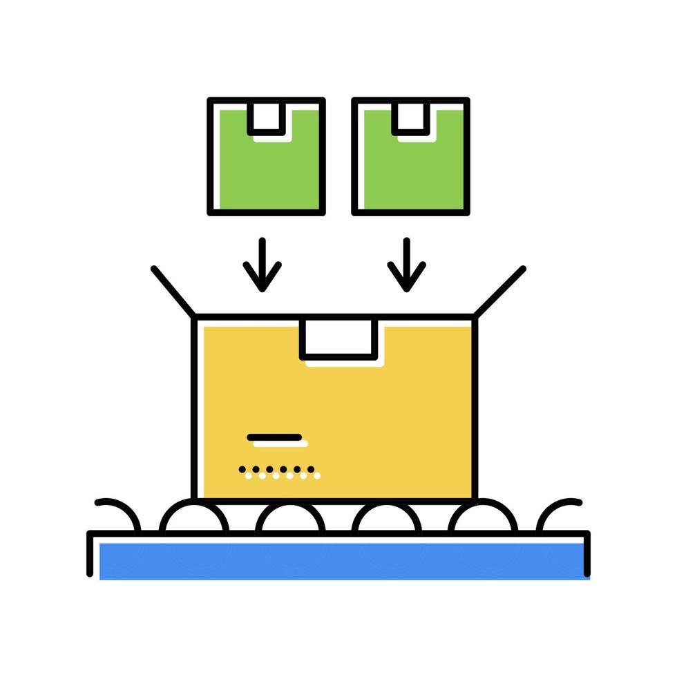 filled product boxes packing in container color icon vector illustration