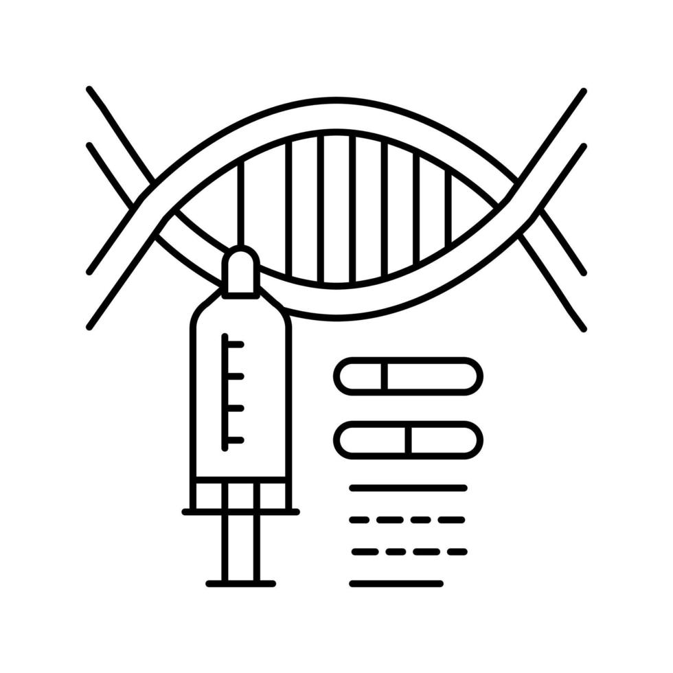 jeringa línea genética molecular icono vector ilustración