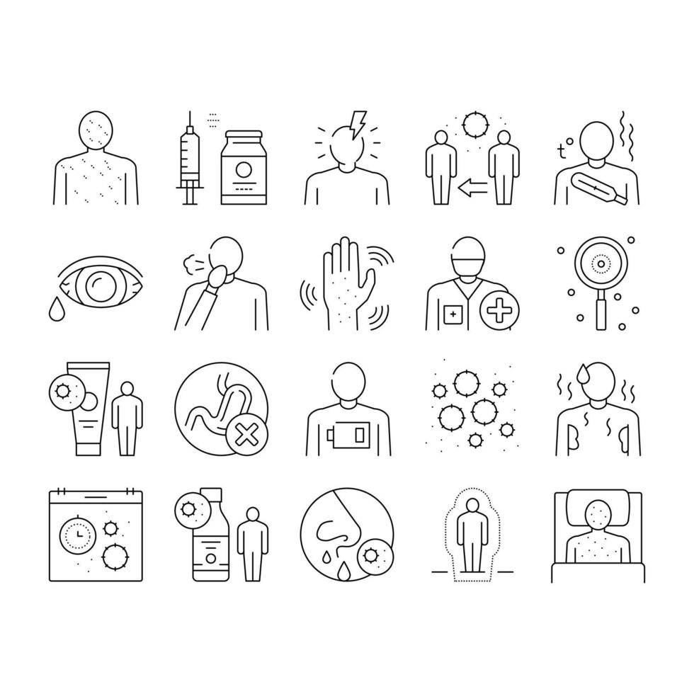 Chicken Pox Disease Collection Icons Set Vector