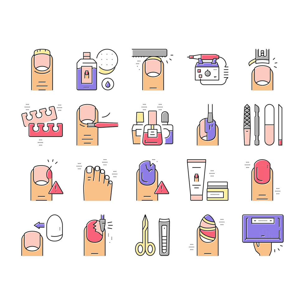 conjunto de iconos de colección de manicura y pedicura vector