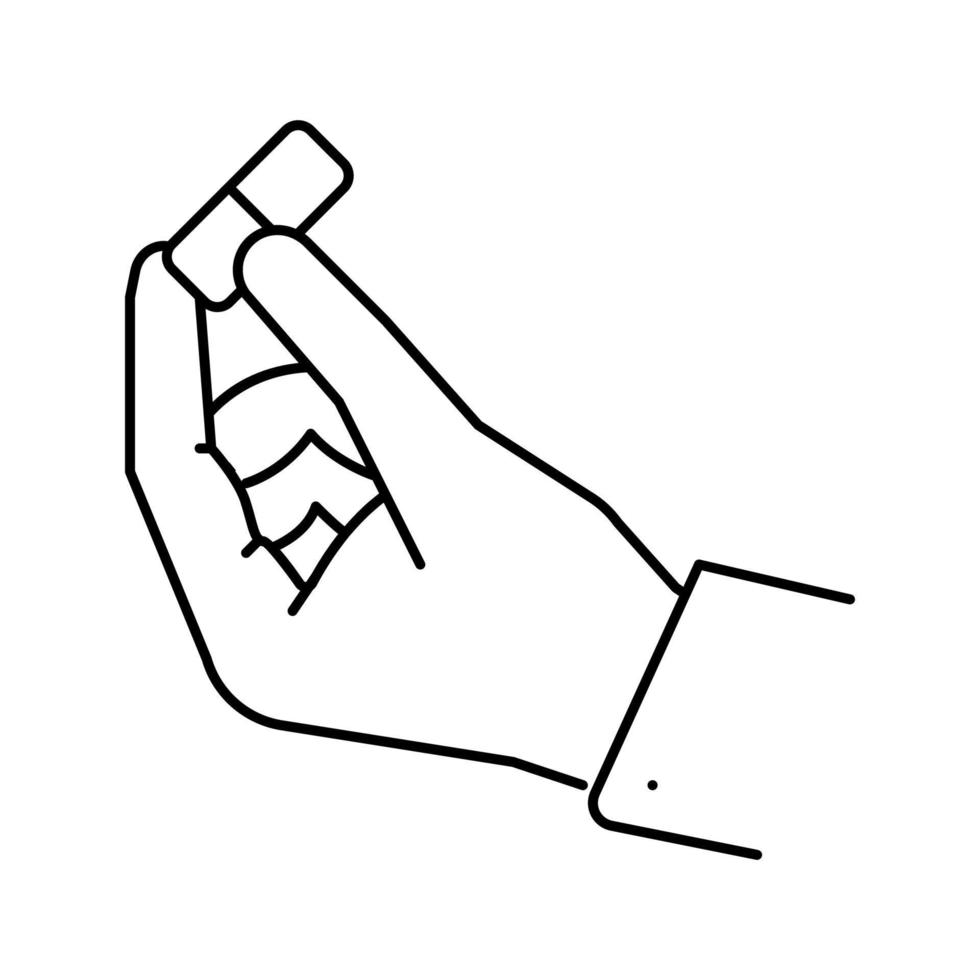 mano sujetando probióticos droga línea icono vector ilustración