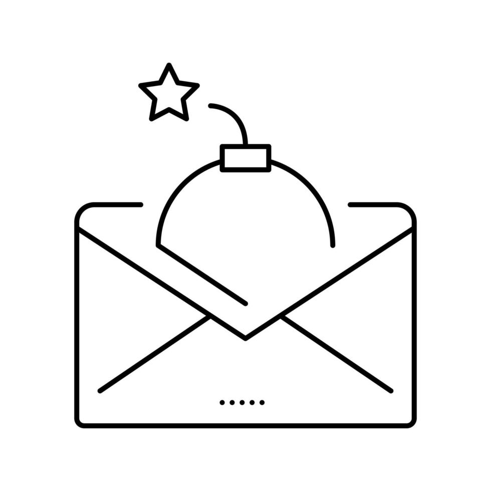 correo con bomba línea icono vector ilustración