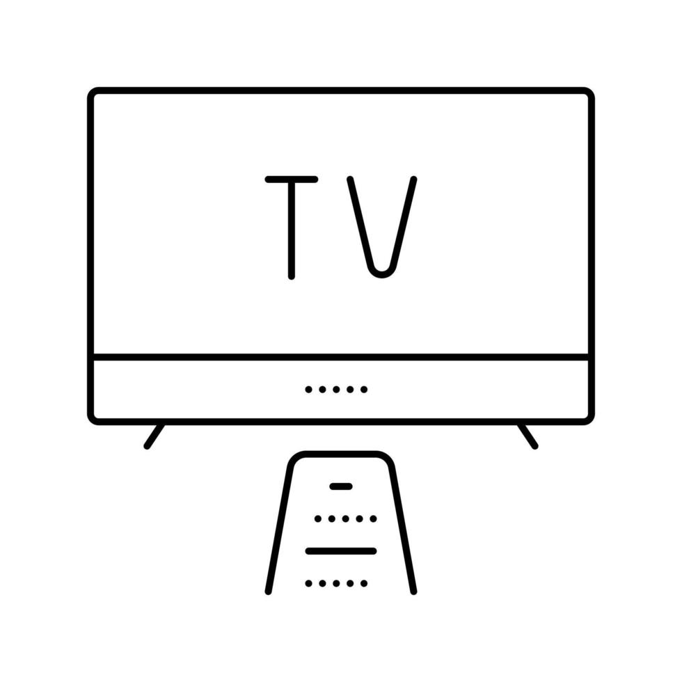 watching tv line icon vector illustration