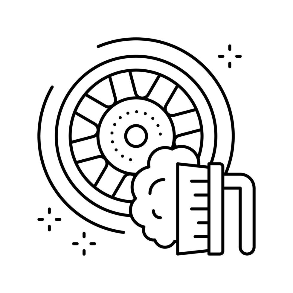 cleaning wash car wheel line icon vector illustration