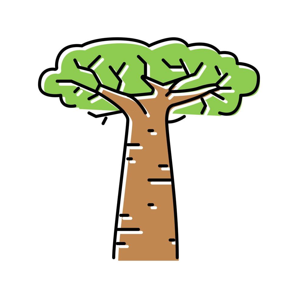 baobab africa tree color icon vector illustration