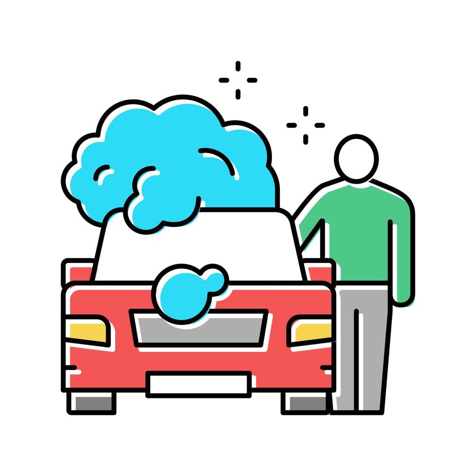 Ilustración de vector de icono de color de lavado de coche de cliente