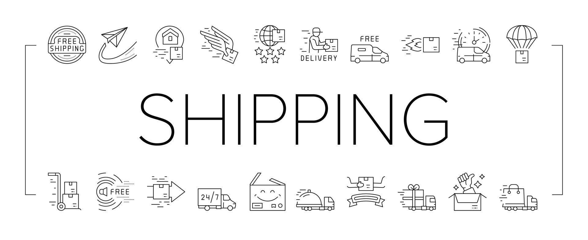 Free Shipping Service Collection Icons Set Vector