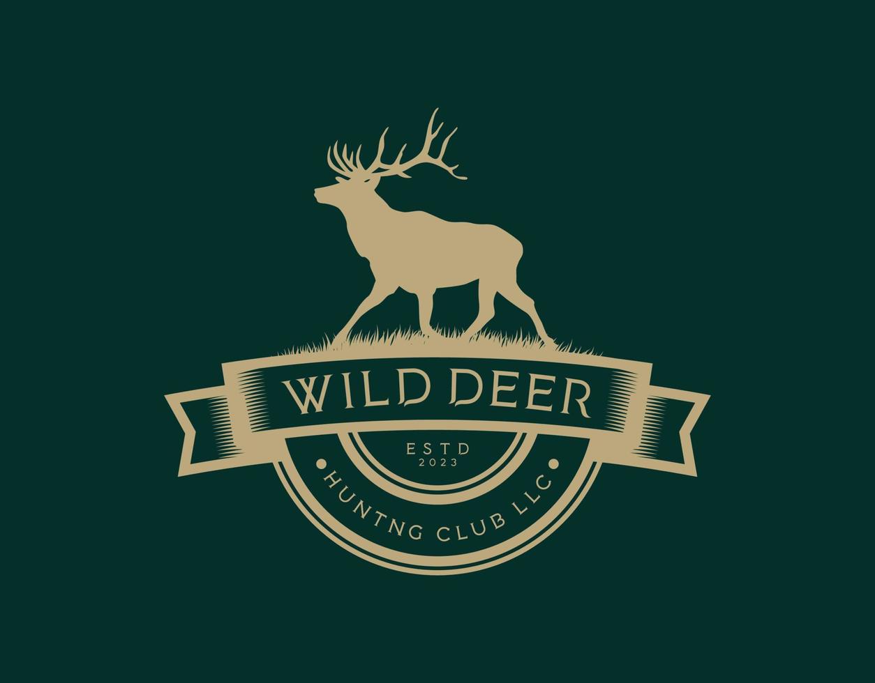 vector de símbolo de signo de logotipo o icono de ciervo salvaje de caza