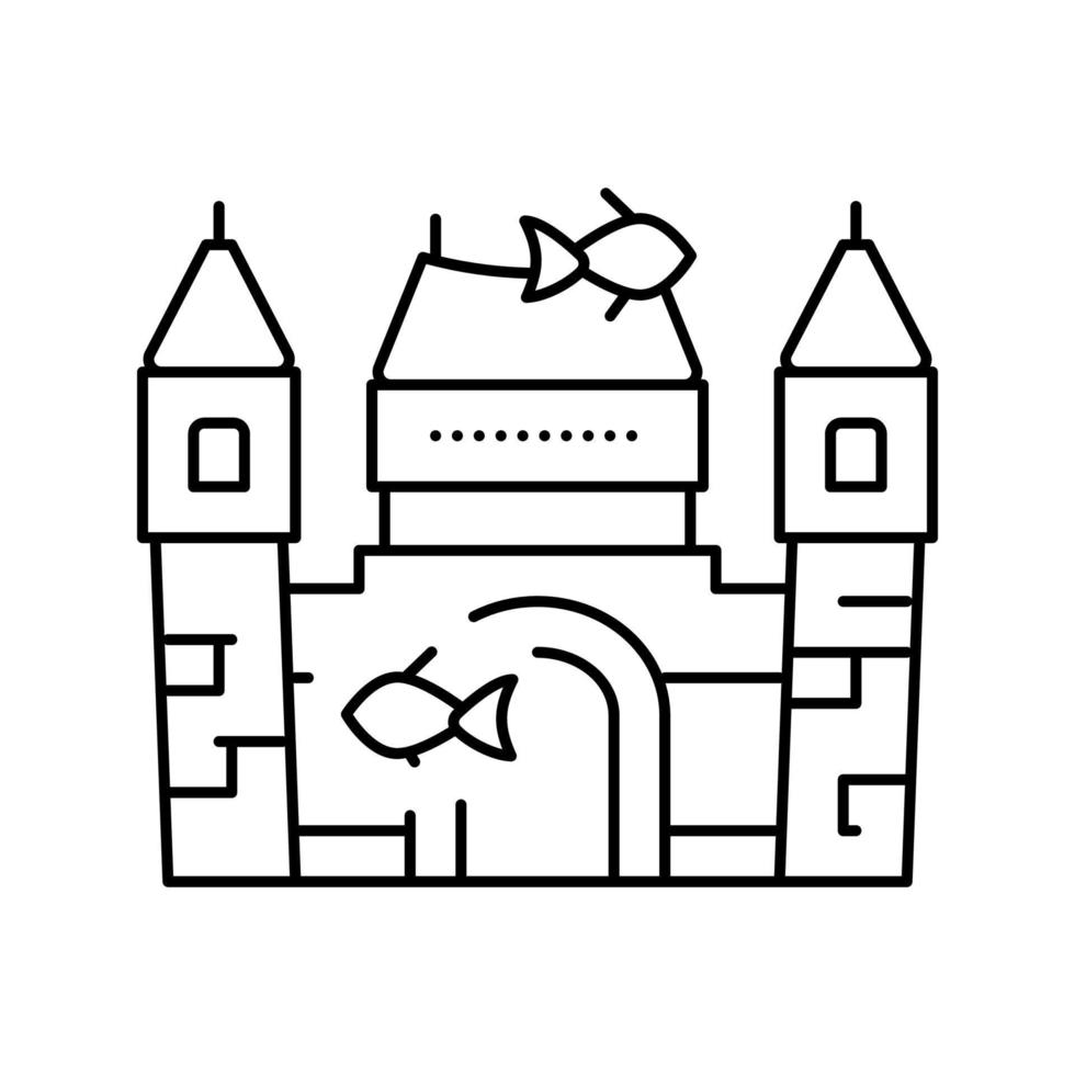 ornament aquarium fish line icon vector illustration