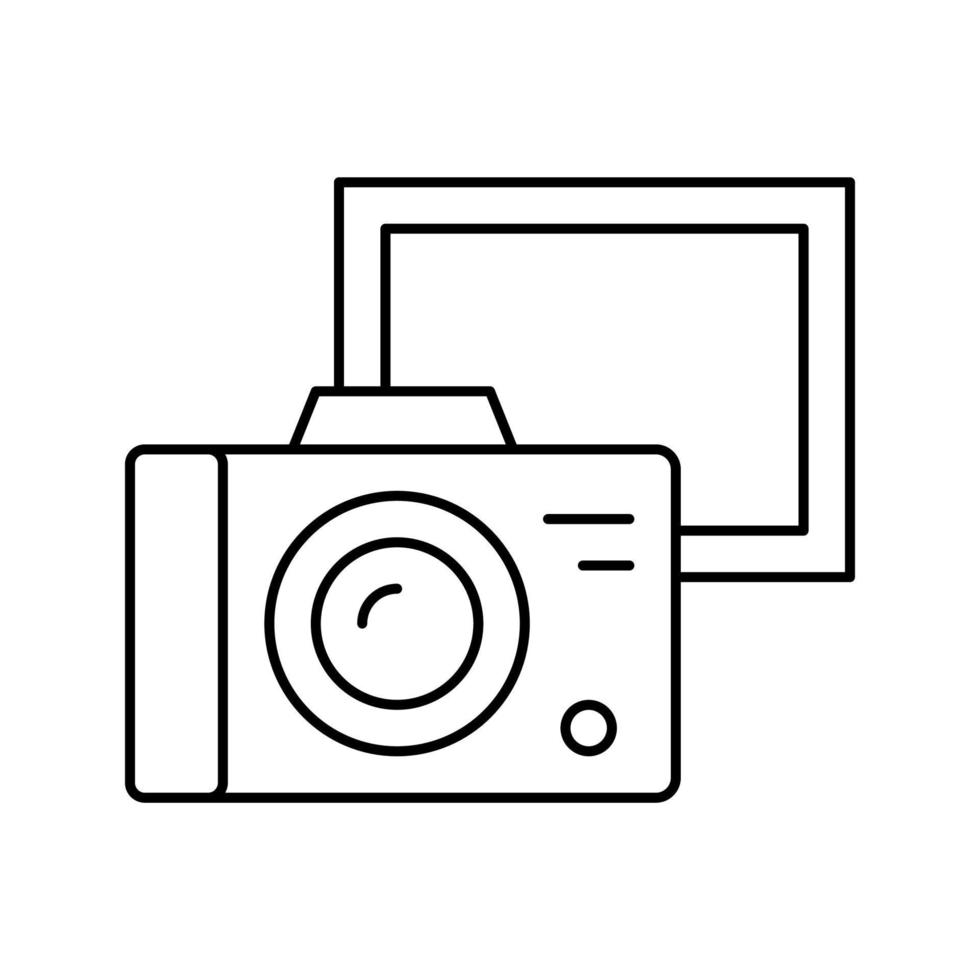 ilustración de vector de icono de línea de cámara de foto vintage