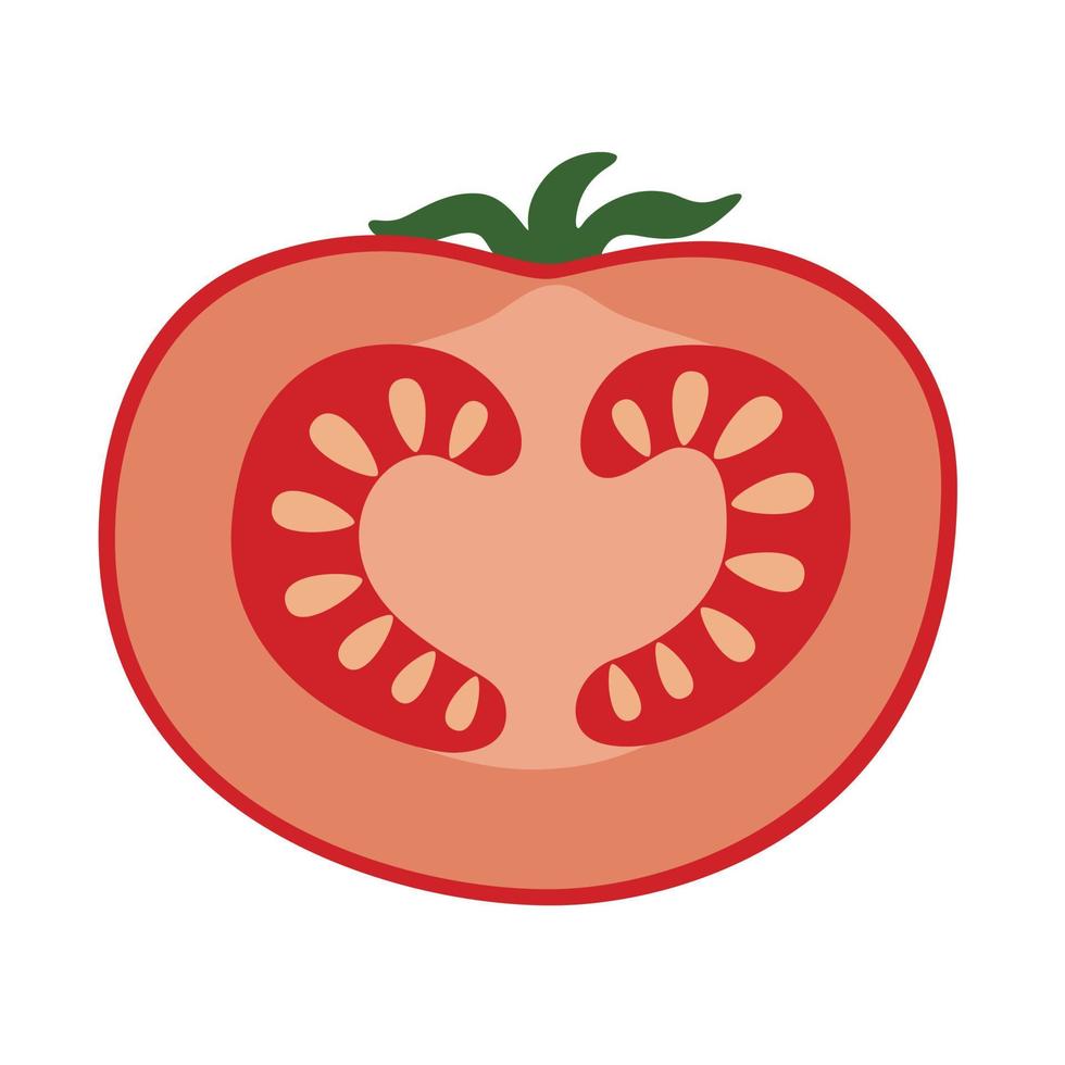 medio tomate, una rodaja de tomate vector