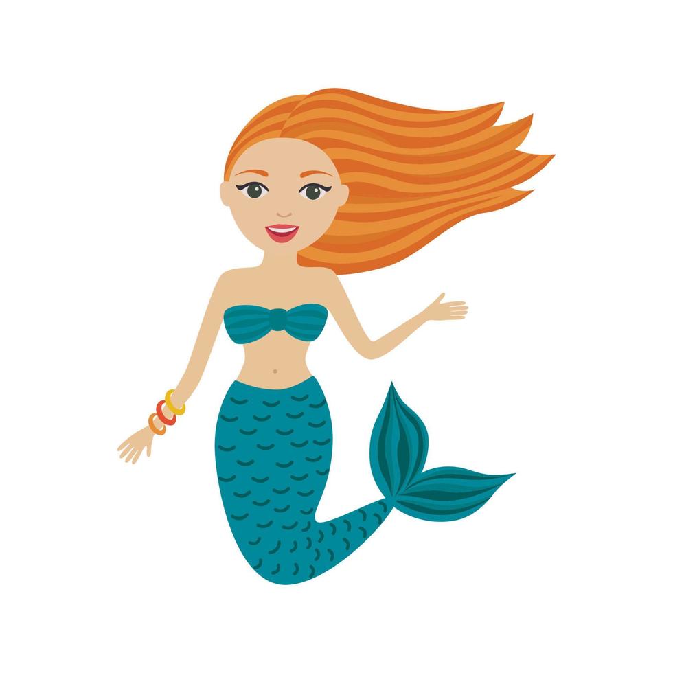 Little cute cartoon mermaid vector