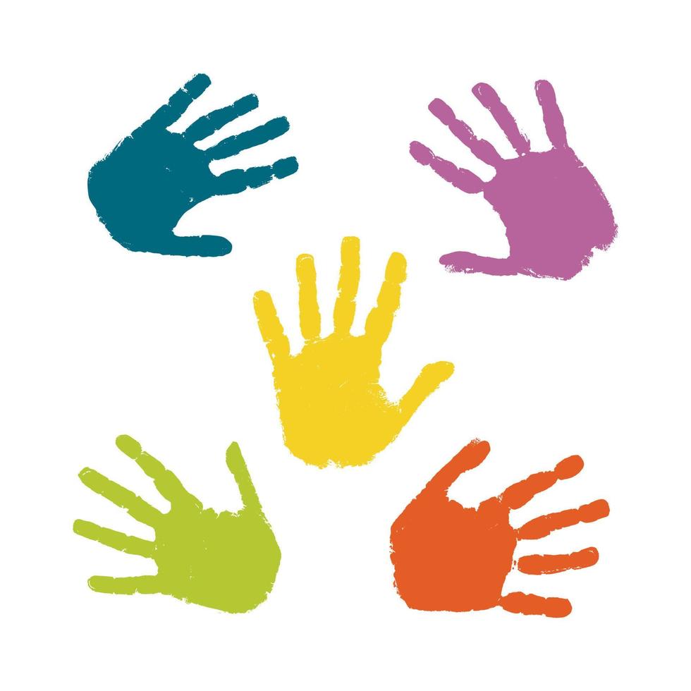 Colorful hand prints vector