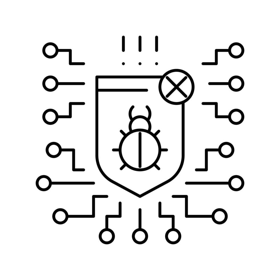 computer protection program anti-virus line icon vector illustration