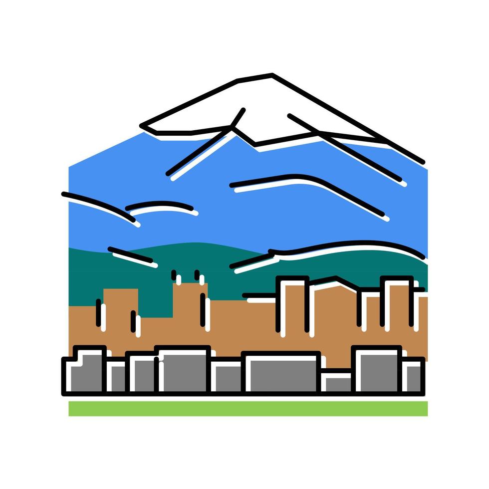 ilustración de vector de icono de color de montaña fujiyama